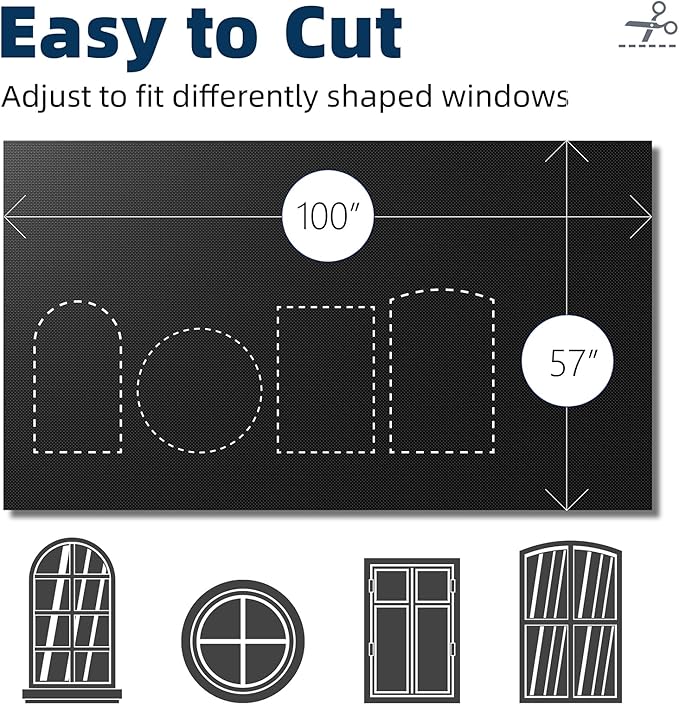 NIGHTON Portable Blackout Curtains 100"×57"Strong Hook and Loop Tape Strips with Adhesive,Black out Shades That can be Cut,100% Blackout Material Blackout Blinds for Baby Nursery or Travel-Black 2Pack