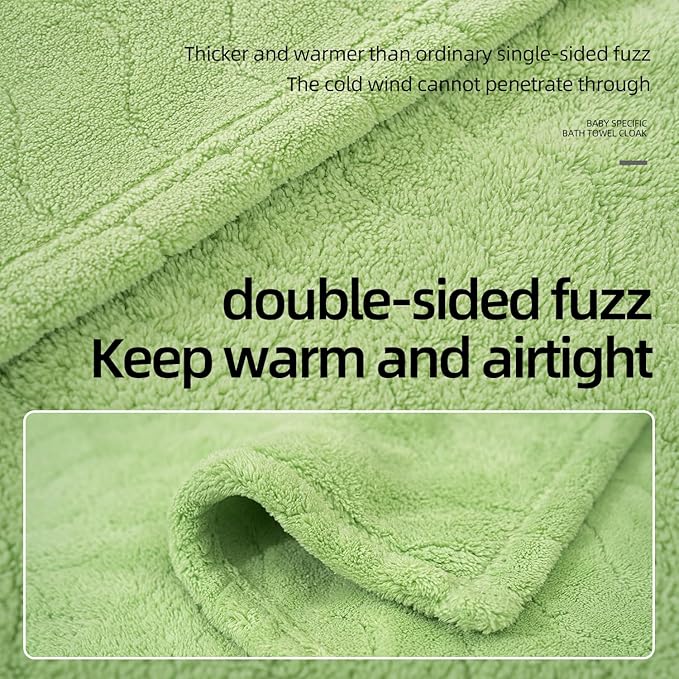 Toddler Hooded Bath Towel 31X47 Unisex Baby Bath Towels Absorbent Soft Boys Girls Bath Towel 2-Pack Bathrobe Kids Shower Towel Set Gift for Babies, Infant, Newborn Essential (Green + Blue)
