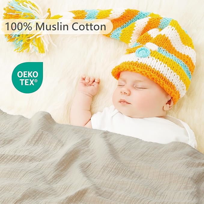 3-Pack 100% Cotton Muslin Swaddle Blankets, Large 47 x 47 Inches — Breathable Soft Receiving Blankets for Newborns, Swaddling Wraps, Registry Gift (Leafy Green Nature)