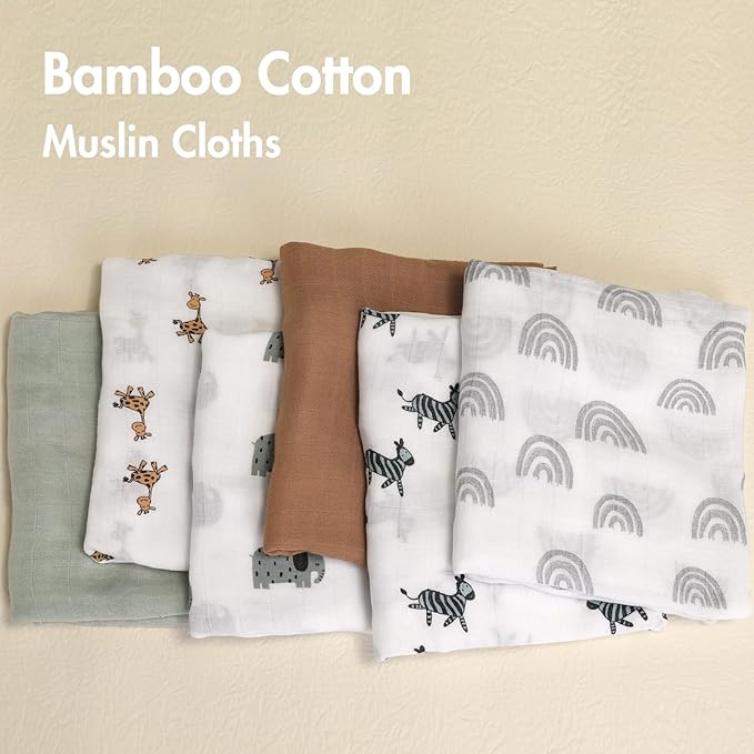GLLQUEN BABY Receiving Blanket Boy Cotton Muslin Swaddle Blankets Girl Newborn Squares Breathable & Soft Thin Baby Blankets Cloths Double Absorbent Infant Swaddling Wrap - 3 Pack (Rainbow)