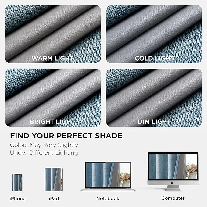 Joydeco Blackout Curtains 72 Inches Long 2 Panels Burg, Room Darkening Curtains for Bedroom, 100% Black Out Textured Thermal Drapes Privacy Protection 2 Panels Set(W52 x L72 Inch, Sky Blue)