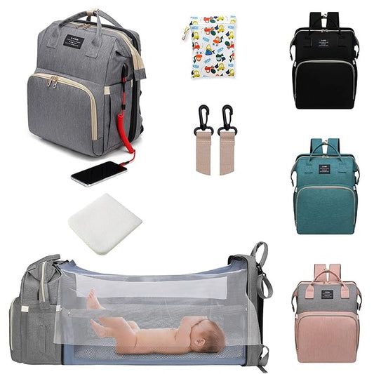 Baby Diaper Bags with Changing Station,Waterproof Diaper Bag Backpack for Moms Dads with USB Charging Port,Large Capacity Multifunctional Baby Essentials(Grey)
