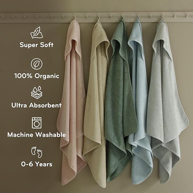 Baby Hooded Towel – Organic Cotton Baby Bath Towels – Baby Towels, Baby Bath Towels for Baby Boy, Baby Girl, 32" x 32" Super-Soft and Absorbent Baby Towels for Newborn (Roman Green)