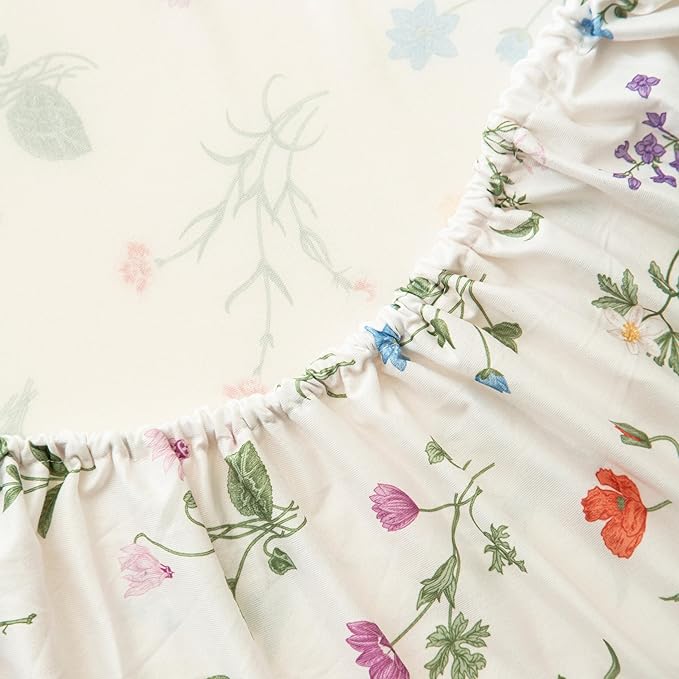 SDIII Floral Pack N Play Sheets Fitted 2 Pack Stretchy Microfiber Jersey Knit Flower Mini Crib Sheets for Mattress 38x26 Soft Toddler Playard Bedding