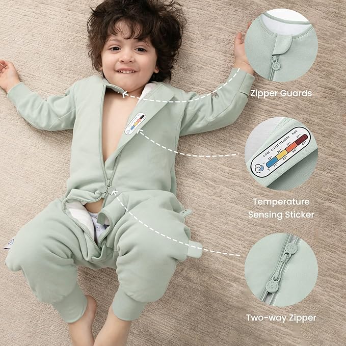 kaiya baby Unisex Toddler Sleep Sack with Feet, 2.5 Tog Baby Winter Sleep Sack Long Sleeve Gifts for Boys & Girls