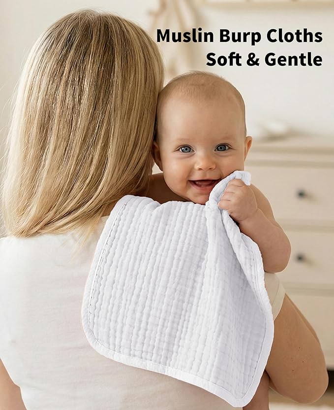 TRYISDICDVC 14Pack Muslin Baby Burp Cloths 100% Cotton 20"X10" Soft Absorbent Quick Drying Newborn Drool Baby Face Washcloths