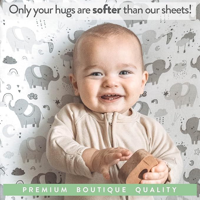 Bedside Sleeper Bassinet Sheets for 32 x 19 Inch Mattress Pad – Compatible with Ronbei, Pamobabe, Lucky Dove, Nordmiex Bassinet – 100% Jersey Cotton – 2 Pack
