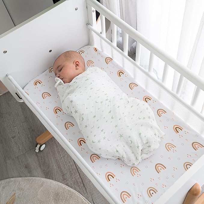Comfy Cubs Muslin Swaddle Blankets Pack of 4, 47 x 47 Inches, Soft Cotton Baby Blanket Set, Large Multipurpose Swaddling Wraps for Newborns - Self-Soothing Swaddle - Green