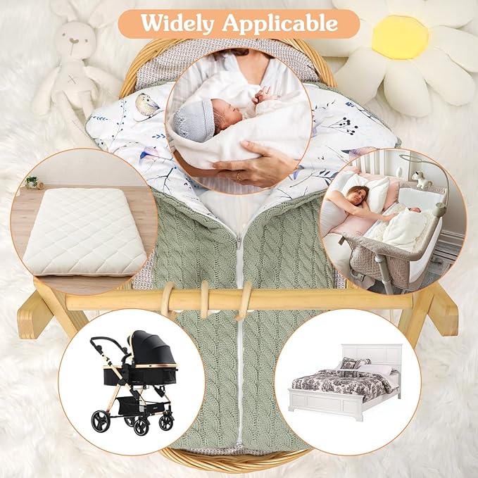 Yanmucy Baby Swaddle Blanket Multifunction Wrap Knitted Sleeping Bag Newborn Baby Receiving Blankets Stroller Wrap for 0-12 Months (Green)