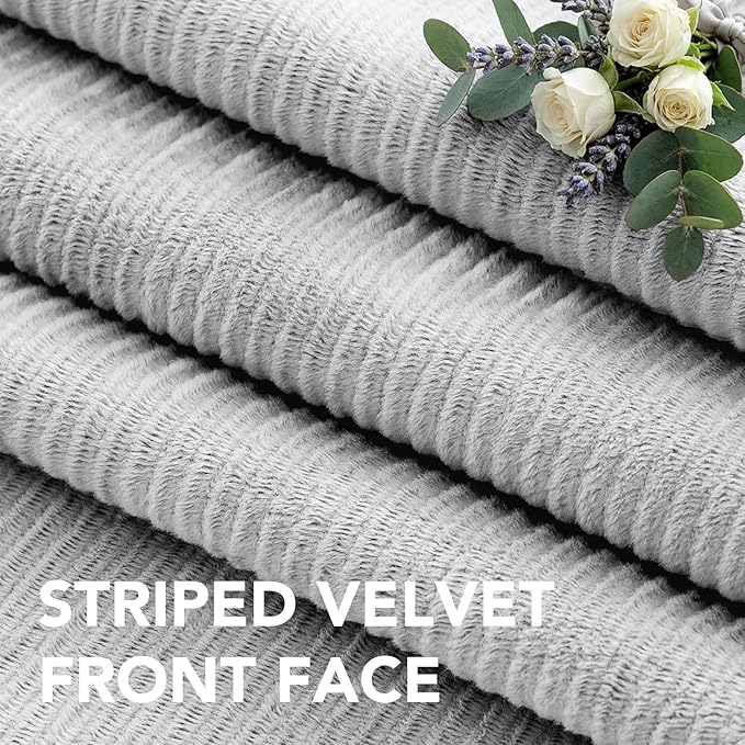 H.VERSAILTEX Velvet 100% Blackout Curtains for Living Room Full Light Blocking Curtains Thermal Insulated Room Window Drapes Soft Luxury Curtains Grommet Top 2 Panels (55" W x 96" L, Glacier Gray)