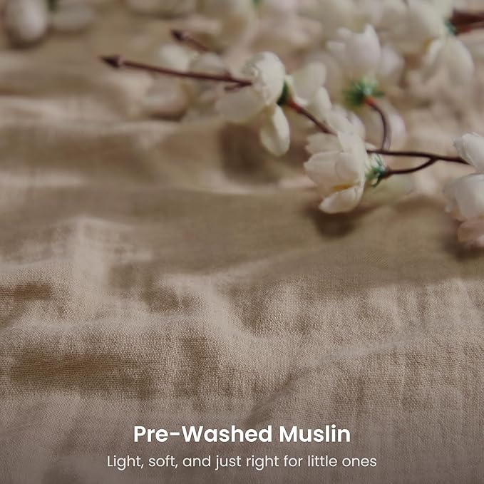 Bioweaves Organic Cotton Muslin Mini Crib Sheet, GOTS Certified Fitted Mini Crib Mattress Sheet, Extra Soft & Breathable for Toddler, Baby Boys & Girls, 38" x 24", 5 Inch Pocket, Irish Cream