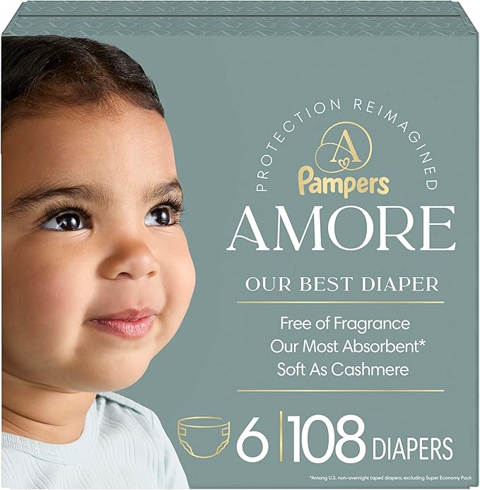 Pampers Amore, Size 6 (23-44 lbs), 108 Count, Our Best Diaper