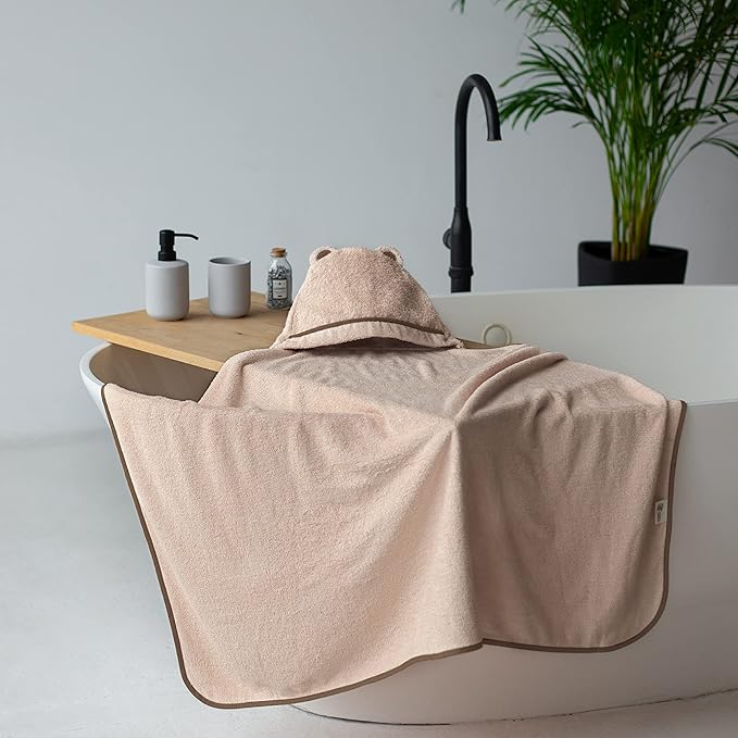 Premium Toddler Towels with Hood - Extra Soft Rayon from Bamboo Toddler Bath Towel (Beige)