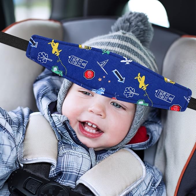 HESTYA 2 Pieces Baby Carseat Head Support Band Strap Headrest Stroller Seat Sleeping Headrest Neck Relief Head Strap Headband for Kids Children Toddler Infant(Transportation)