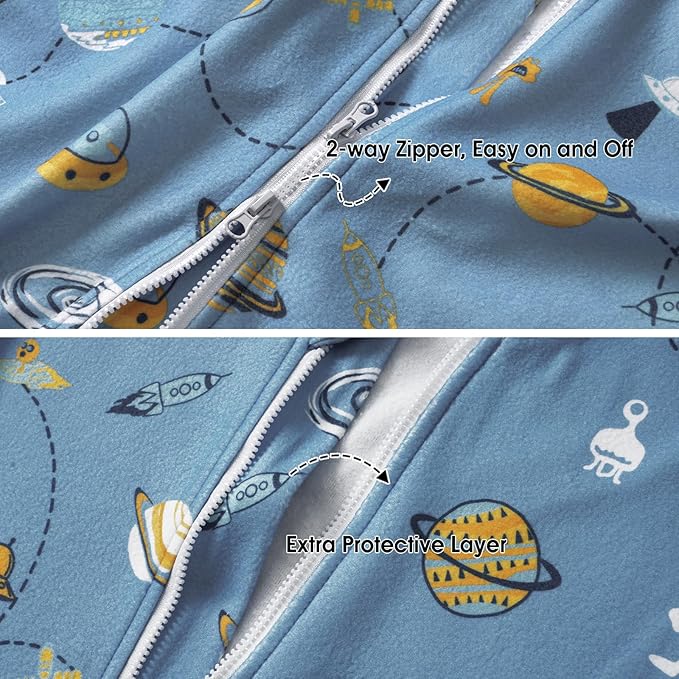 PHF 3 Pack Warm Micro-Fleece Baby Sleep Sack 18-24 Months, Soft Baby Wearable Blanket, 2-Way Zipper Sleeping Bags, Comfy Toddler Sleeping Sack for Boys, X-Large Size, Space
