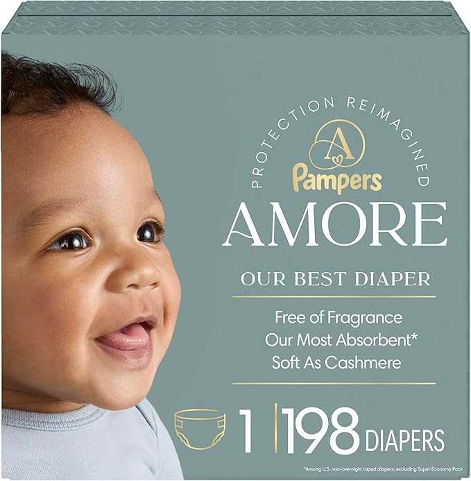 Pampers Amore, Size 1 (8-14 lbs), 198 Count, Our Best Diaper