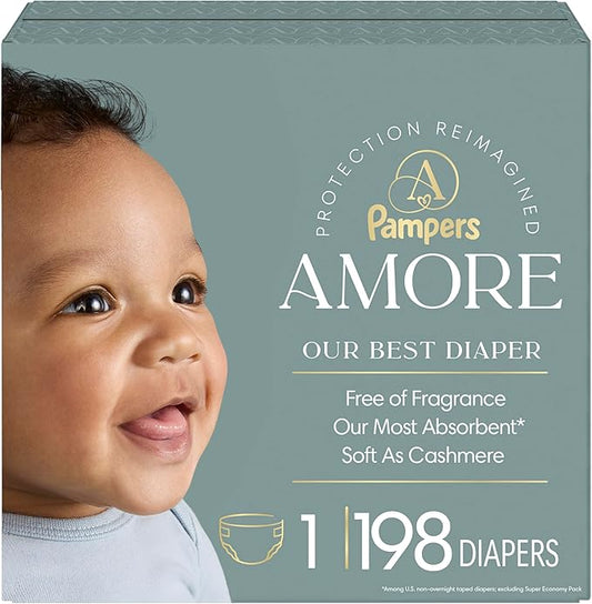 Pampers Amore, Size 1 (8-14 lbs), 198 Count, Our Best Diaper