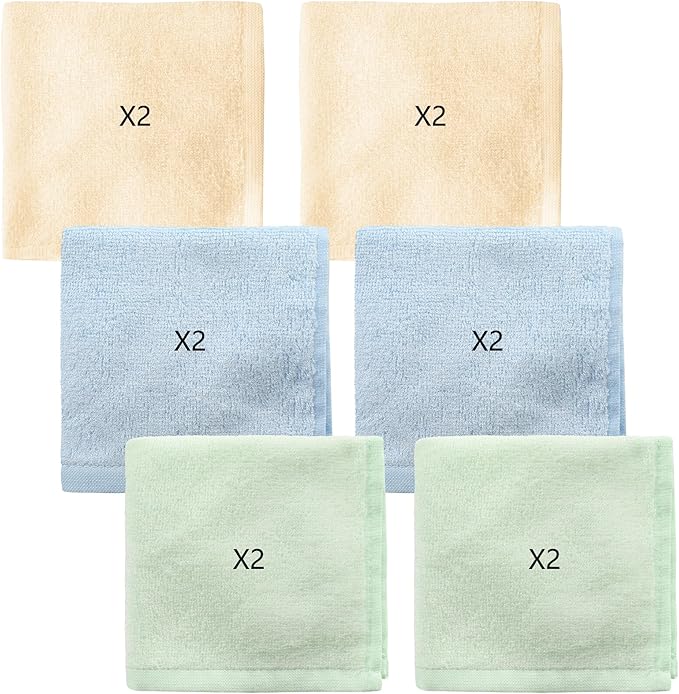 12 Pack Baby Boy Washcloths Bulk for Newborn, Extra Soft Face Bath Towel for Toddler, Absorbent Kids Wash Rag for Body, 70% Rayon Derived from Bamboo, 30% Cotton, 10"x10", Blue/Green/Yellow