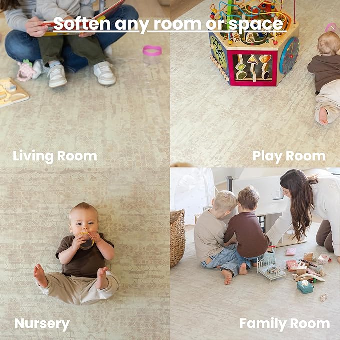 Baby Play Mat for Floor - Sandstone (6x8ft) - Premium EVA Foam Play Mat for Babies & Toddlers (Ages 0-5+) Non-Toxic Playmat for Tummy Time, Crawling & Playroom - Stylish & Comfortable