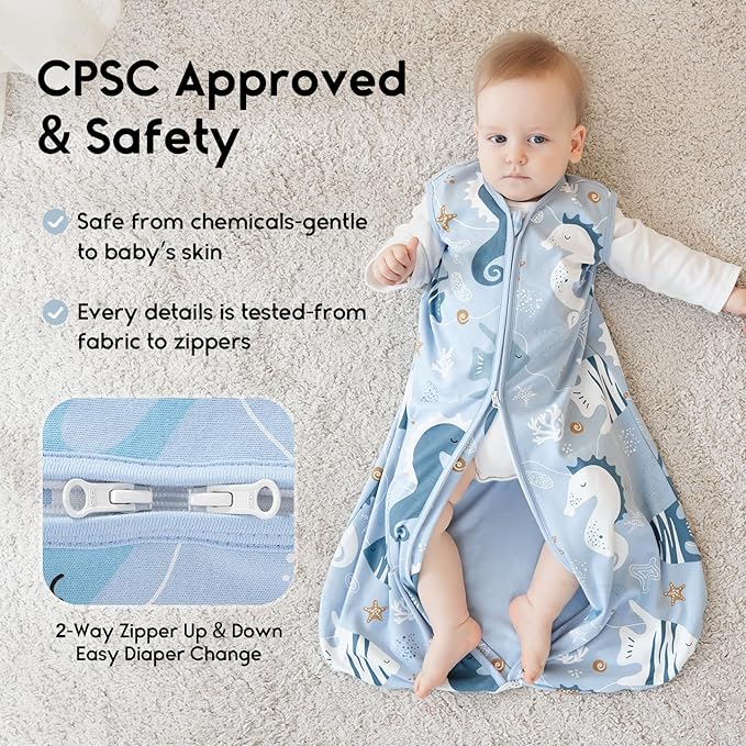Yoofoss Baby Sleep Sack 0-6 Months 0.5 Tog Wearable Blanket for Baby, 3 Pack 100% Organic Cotton Infant Toddler Sleeping Sack 2-Way Zipper Lightweight Sleep Sack