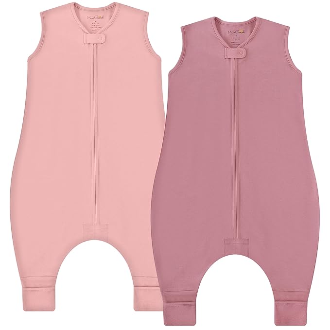 Toddler Sleep Sack with Feet, 0.5 TOG Organic Cotton Baby Sleeping Bag with Legs, Baby Wearable Blankets for Walkers w/ 2-Way Zipper, Baby Sleep Sack for Girls & Boys, Early Walker 6-18 Month