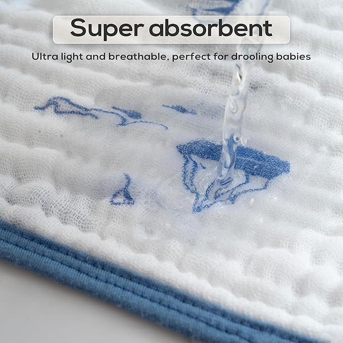 LILY O LAUREL Muslin Burp Cloths, 20"x10"- Pack of 8, 6 Layers Super Soft Absorbent & Breathable 100% Cotton for Baby Drool and Messes, Burp Cloth Baby Boy and Burp Cloths Baby Girl