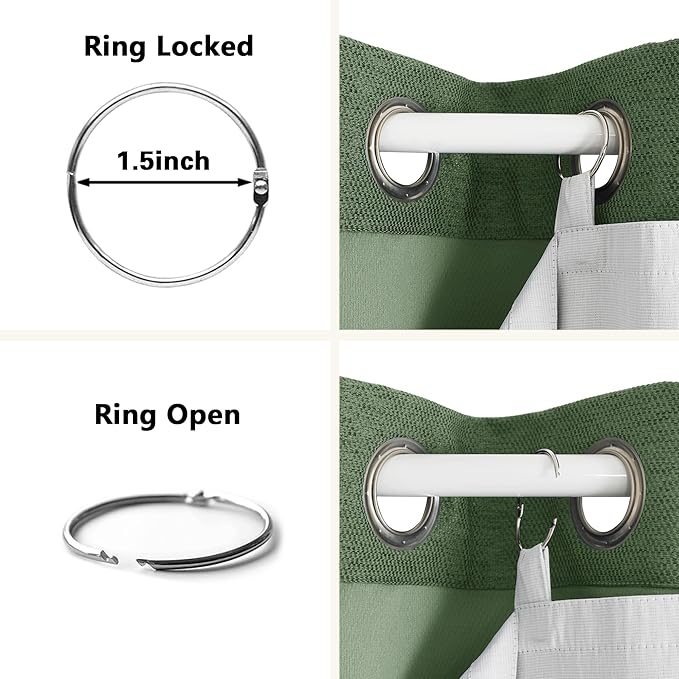 Aiyufeng 2 Panels 100% Blackout Curtain Liners for Behind Curtains, Darkening Thermal Insulated Blackout Liner for 84 Inch Curtains, Each 50" Wx80 L, 2 Liners Per Set with 18 Pieces Rings