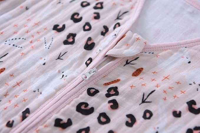 TADO MUSLIN Baby Sleep Sack 2-4 T Boys & Girls Wearable Blanket 100% Organic Cotton 0.5 TOG Toddler Sleep Sacks 2- Way Zipper X-Large Muslin Pink Bunny