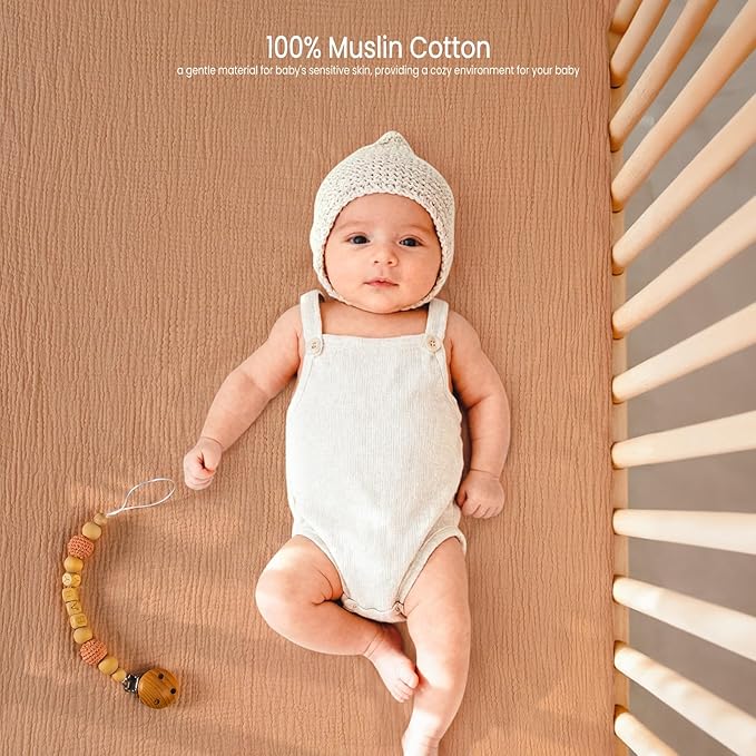 Lulu Moon Muslin Crib Sheets - Fitted Crib Mattress Sheets for Boys and Girl - 28"x 52", 2 Pack