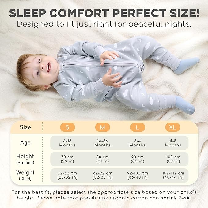 Mama Cheetah Toddler Sleep Sack with Feet, Long Sleeve 0.5 TOG Organic Cotton Baby Sleeping Bag with Legs, Wearable Blanket for Walkers w/ 2-Way Zipper, Toddler Blanket for Girls & Boys 3-4T