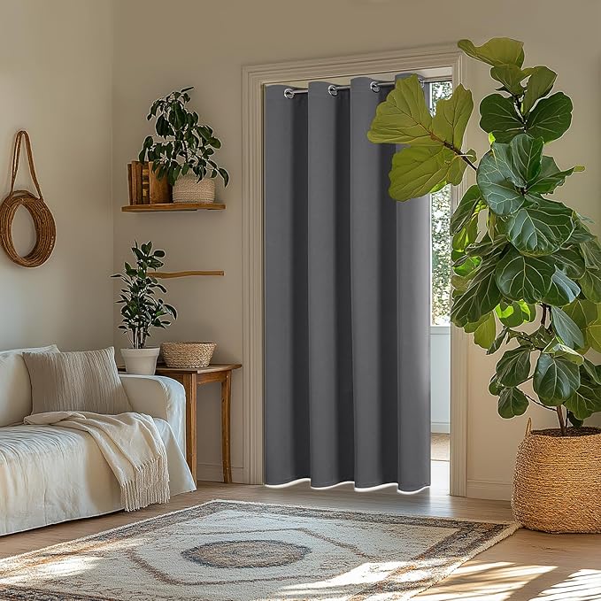 ChrisDowa Blackout Curtains 120 Inches Long for Living Room, Grommet Thermal Insulated Room Darkening Curtains for Bedroom (1 Panel Set, Grey, 52 x 120 Inch)