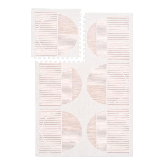 PopsyKosy Premium Baby Floor Play Mat - Extra Thick & Cushioned 1 inch Playroom Foam Mat, Non-Toxic Odorless - 6 Tiles - Spacious 6x4 ft. - Stylish & Large, Waterproof for Kids & Toddlers - Cream Pink