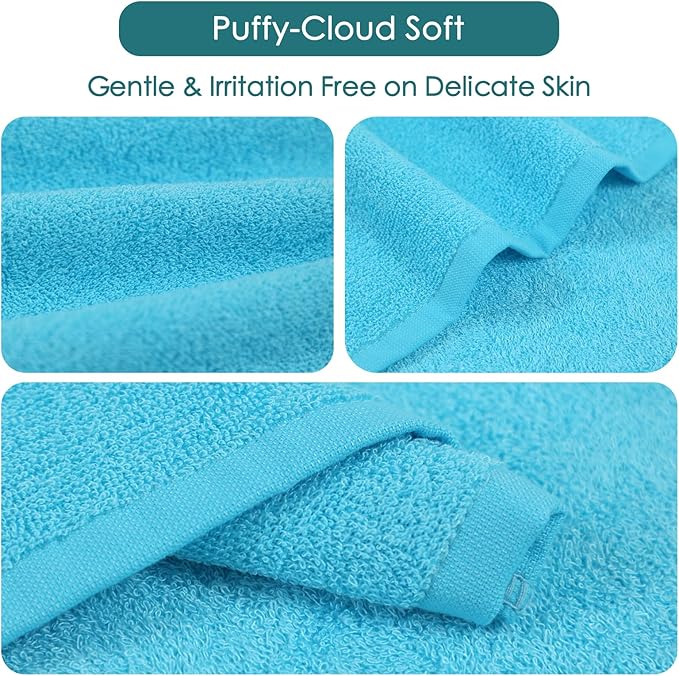 Baby Washcloths 6 Pack, 10x10 inch Heavenly Soft Blue Wash Cloths for Face and Body, Gentle & Safe Face Towels on Sensitive Skin, Baby Essentials Shower Gifts for Boy Infant Kid Toddler Children