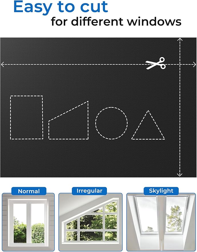 Sumobaby Blackout Curtains for Bedroom Portable 42"x84",No Drill Blackout Shades with Upgraded Hook&Loop Tapes,100% Blackout Window Cover,Thermal Insulated Blinds for Bedroom,Nursery(1 Panel,Black)