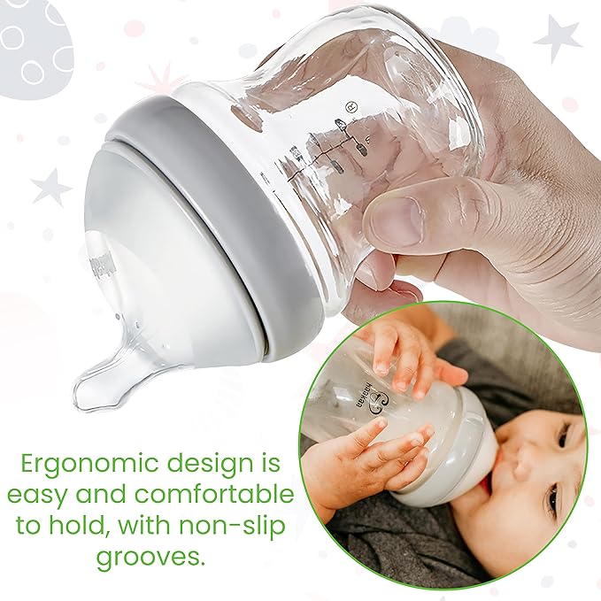 Haakaa Generation 3 Glass Baby Bottle 4 oz/120 ml, 1 PK (Grey)