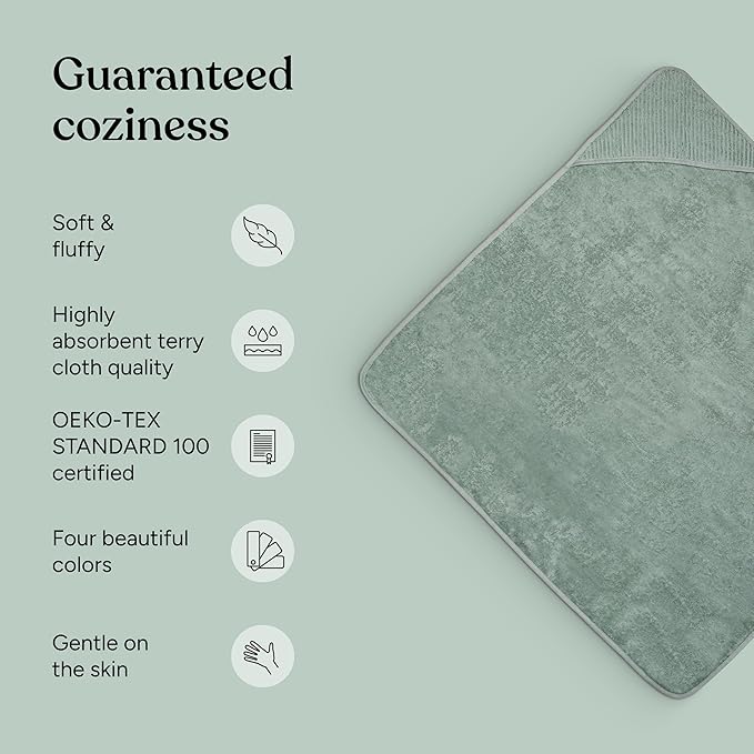 Ehrenkind® Hooded Towel, Baby Towel with Hood Made of Cuddly Soft Organic Cotton, Bath Towel in 100 x 100 cm, Jade, Children's Bath Towel, As Baby First Equipment Newborn or Baby Gift