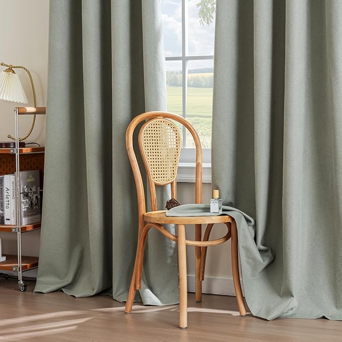 PrinceDeco 100% Blackout Curtains for Bedroom 63 Inches Long, Grommet Living Room Drapes, Thermal Insulated Blackout Curtains 2 Panels Set,Jacquard-Woven,55" W x63 L, Sage