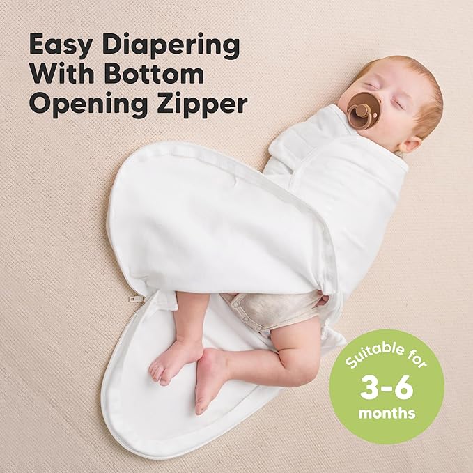 Baby Swaddle Sleep Sacks with Zipper - 3-Pack Swaddles for Newborns 3-6 Months, Infant, Baby Girls, Boys, Soft & Durable Newborn Sleep Sack, Easy Diaper Change Swaddling Blanket (Cloud, L)