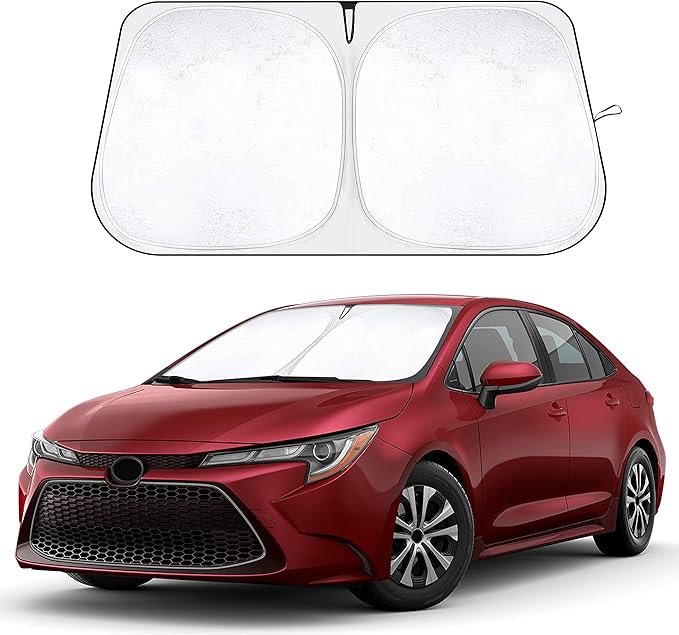 EcoNour Windshield Sunshade Compatible for Toyota Corolla 2020-2026 Car-240T Polyester Material Car Sun Visor-Reflector Blocks UV Rays-Foldable Sunshade Interior Protection-Toyota Corolla Accessories