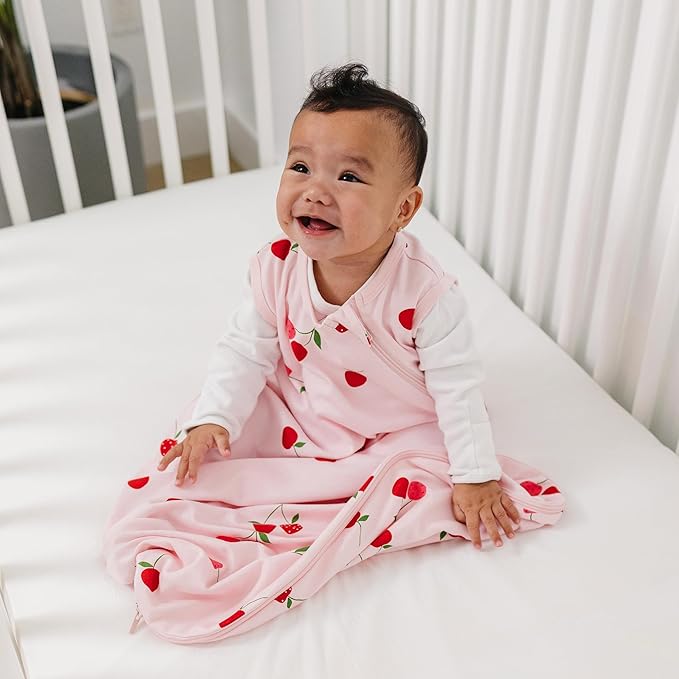 Ecolino Organic Cotton Baby Sleep Sack - 2-Way Zipper Baby Wearable Blanket - Infant Sleeping Bag Sack - 6-18 Months - Cherry