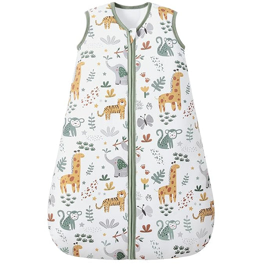 FIEMOL Baby Sleep Sack 0-6 Months, 2.5 TOG Cotton Winter Baby Wearable Blanket with 2-Way Zipper, Warm Soft Sleeping Bag for Newborn Infant Boy Girl, Small Giraffe