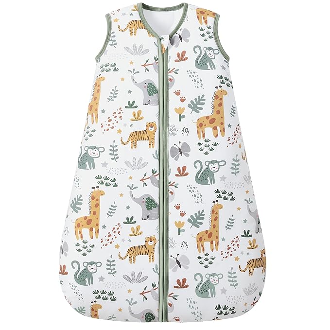 FIEMOL Baby Sleep Sack 12-18 Months, 2.5 TOG Cotton Winter Baby Wearable Blanket with 2-Way Zipper, Warm Soft Sleeping Bag for Toddler Boy Girl, Large Giraffe