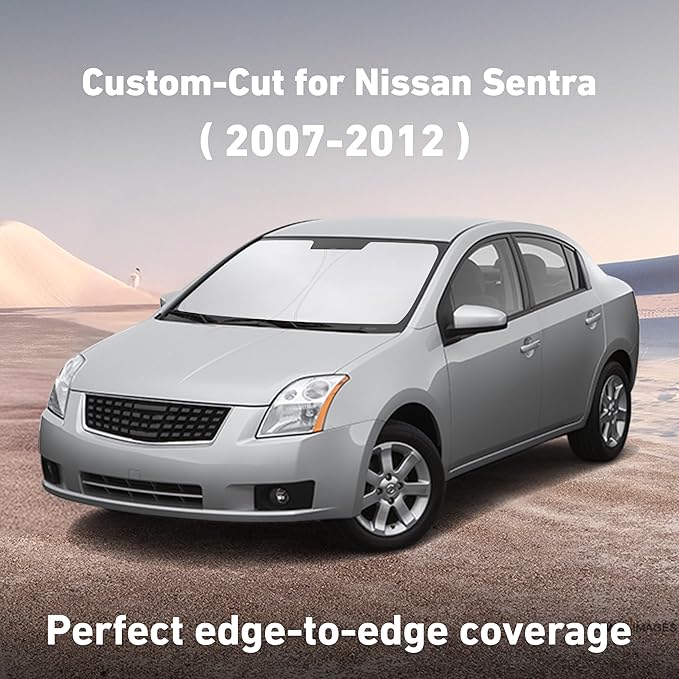 Econour Windshield Sunshade for Nissan Sentra 2007-2010 2011 2012, Sun Visor for Front Windshield & Window Sun Shade Cover, UV Heat Blocker & Protector, Car Accessories