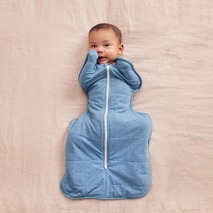 Love to Dream Warm Swaddle UP 2.5 TOG Baby Sleep Sack for Autumn & Winter | Arms Up Position for Self-Soothing, Calms Startle Reflex | Medium 13–19 lbs, Storm Blue