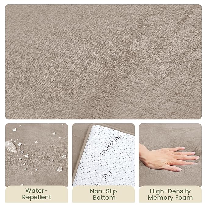 Baby Play Mat for Floor,1.3" Thick Elasti-Foam 50"×74" Playpen Mat for Tummy Time,Water Repellent Soft Coral Velvet for Toddler,Infant,Kids,Non-Slip Backing Safe for Crawling(Beige)