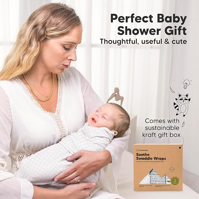 3-Pack Organic Baby Swaddle Sleep Sacks - Swaddles for Newborns, Infant 0-3 Months, Baby Girls, Boys, Soft & Snug Newborn Sleep Sack, Nursery Swaddling Blankets (Nordic, XS)