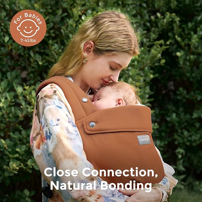 Momcozy Baby Carrier with Natural Cotton Linen, Built to Last, Ergonomic Design, 7-45lbs for Infant and Toddler, Lightweight and Comfortable, Hands-Free for Moms&Dads, Sepia