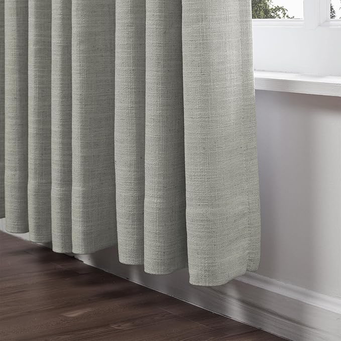 ChadMade Extra Wide Grommet Blackout Curtain 96 Inches Long Room Darkening Linen Drapery for Girls Boys Room Kids Room 120Wx96L, 1 Panel, Pure, Tallis Collection