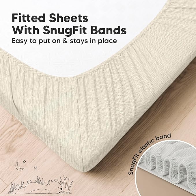 KeaBabies 2-Pack Muslin Crib Sheets for Boys, Girls - 100% Organic Cotton Fitted Baby Crib Mattress Sheet, Soft Breathable Standard Toddler Bed Cover Bedding Set, Neutral, Durable 52x28 (Greige)