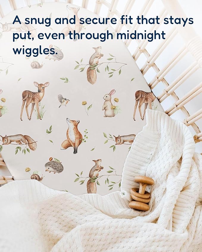 Bedside Sleeper Bassinet Fitted Sheets 33x20 for Maxi COSI Iora, Koola Baby, Baby Joy, Angelbliss, Kidsclub Bedside Bassinet - Buttery Soft Sheets, 2 Pack